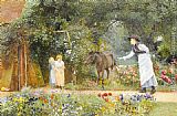 Edward Killingworth Johnson Canvas Paintings - Catching the Pony